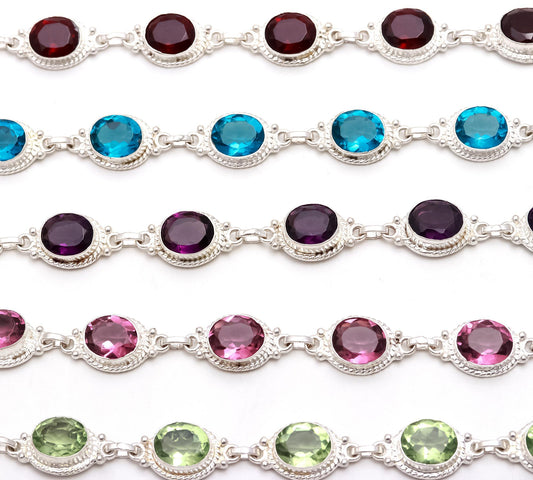 Sterling Silver  plated color's  Gemstone Handcrafted Jewelry Bracelet, Statement Jewelry Bracelet, Unique Bracelet, Bracelet Foe Women, For Her