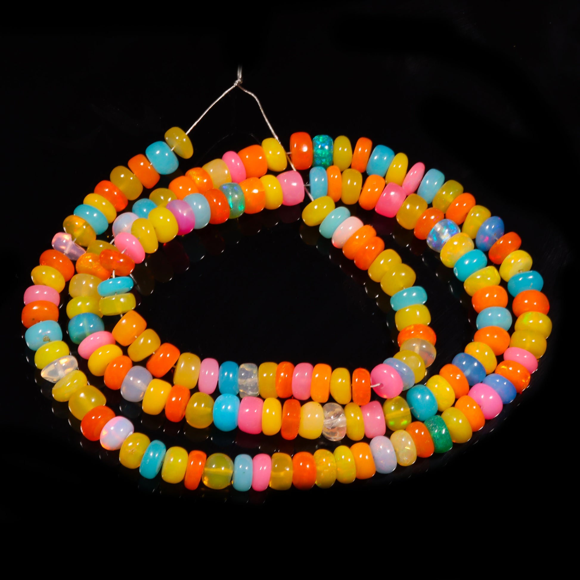 AAA+ Disco Ethiopian Opal Smooth Rondelle Beads - Multi Color Opal Smo –  Ali Gems International