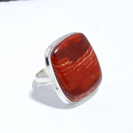 925 Sterling Silver Jasper Square Shape Handmade statement ring For Women & Men's