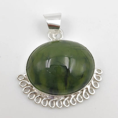 Prehnite Pendant Round Shape Peridot Pendant Silver plated Pendant For Women