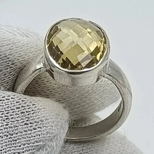 925 Sterling Silver Natural Citrine Gemstone Ring Unisex Gift, Unique Statement Jewelry