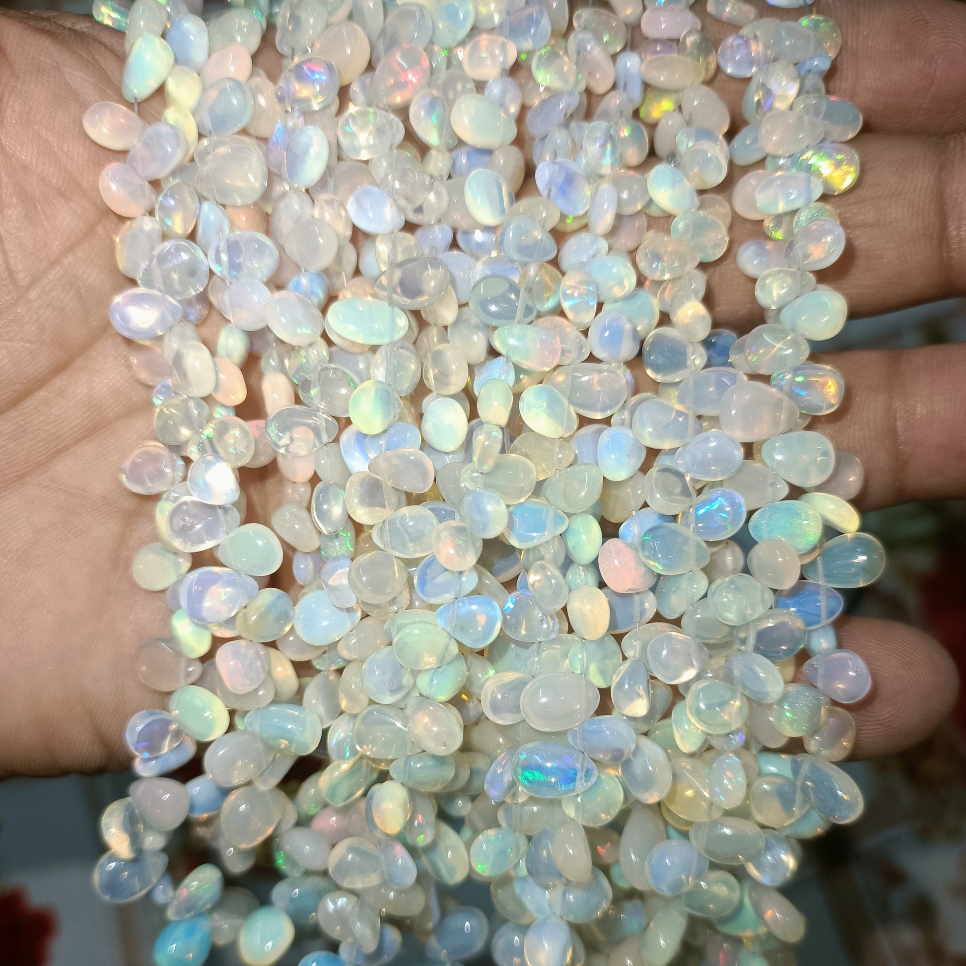 Excellent Ethiopian Opal Beads, Welo Fire Opal Beads, Drilled Opal Beads,  Opal Loose Beads, Smooth Rondelle Beads, Beads for Making Jewelry 
