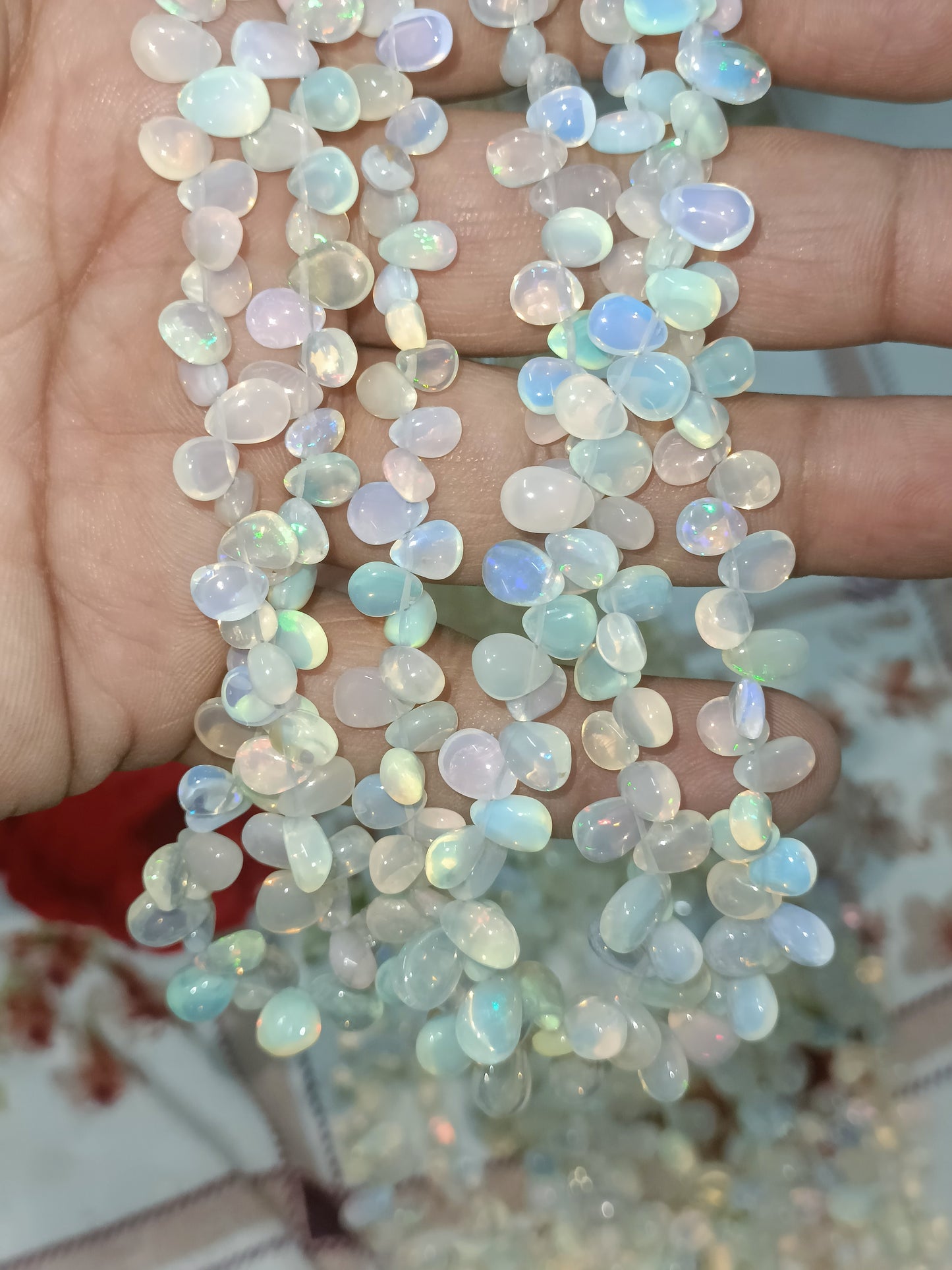 Green Opal Smooth Rondelle Beads-Welo Opal Beads-Ethiopian Opal opeque –  Ali Gems International